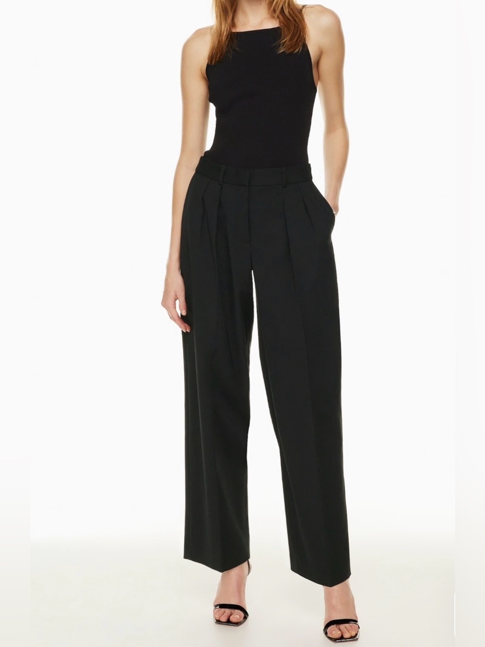 Babaton NWT Revue Pant Mid-Rise Wide Leg Trousers Bottoms Pleated Aritzia